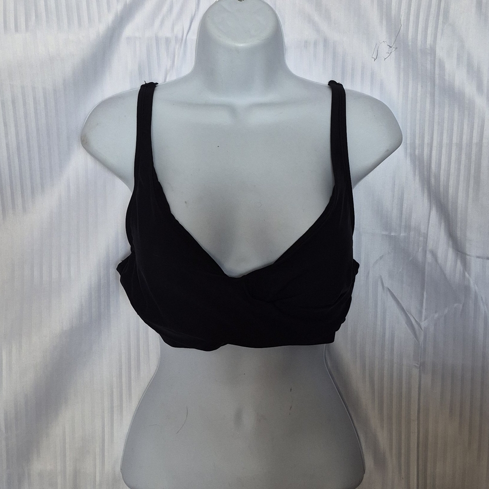 Time and Tru Women's Large Padded Black Swim Top With Gold Hardware